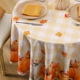 thumbnail image 3 of Fall Tablecloth 70x70 Inch Round, Thanksgiving Autumn Harvest Pumpkin Buffalo Plaid Decoration Table Cloth, Stain Resistant Table Cover for Party/Dining/Holiday, Orange Checkered, 3 of 6