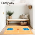thumbnail image 3 of ODIKA 2'x3' Machine Washable Non-Slip Area Rug, Basketball Court Wood Floor Key Lines Orange Circle High Traffic Rug with Pad, Beige, 841072, 3 of 8