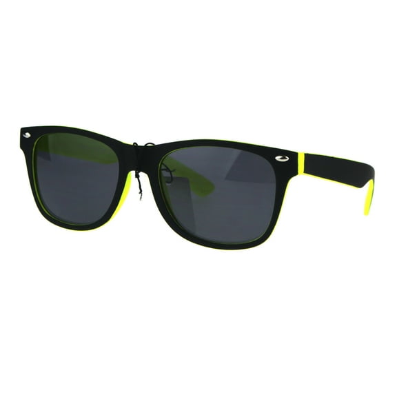 Kids Child Size Classic Pop Color Matte 2 Tone Horn Rim Sunglasses Yellow