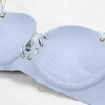 thumbnail image 4 of SMihono Lace up Front T-Shirt Bras for Women Comfort Wireless Full Coverage Push Up Striped C Cup Everyday Bra Light Blue 32/70C, 4 of 4