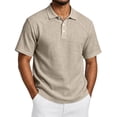 thumbnail image 3 of Hearthz Mens Polo Shirt Moisture Wicking Short Sleeve Shirt for Men Casual Summer Shirt Soft Breathable Golf Polo Shirts for Men Khaki L, 3 of 9