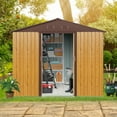 thumbnail image 3 of CarButler 8x4ft Metal Outdoor Storage Shed with Lockable Sliding Doors for Garden Backyard Patio Lawn Coffee, 3 of 7