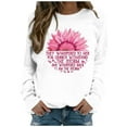 thumbnail image 2 of EQWLJWE Chandails en Molleton Roses pour Femmes Ruban Rose Sensibilisation au Cancer du Sein Chemise Mode Graphique Blouse Chemise Décontractée Manches Longues Col Rond Chandail Tops Pulls d'Automne pour Femmes, 2 of 5