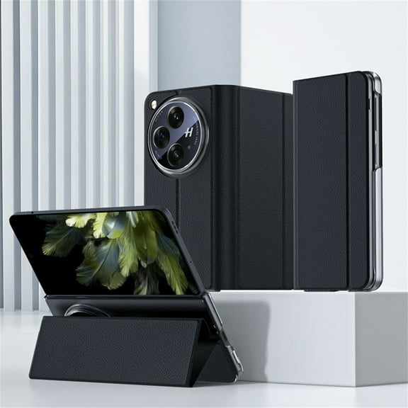 TECH CIRCLE Case for One Plus Open,OPPO Find N3 Case, Business Luxury PU Leather Flip Case with Kickstand Magnetic Closure Full Body Protection Shockproof Phone Cover for One Plus Open, Black