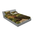 thumbnail image 2 of Ambesonne Japanese Fitted Sheet & Pillow Sham Set, Garden Asia Peace, Queen, Green Yellow, 2 of 2