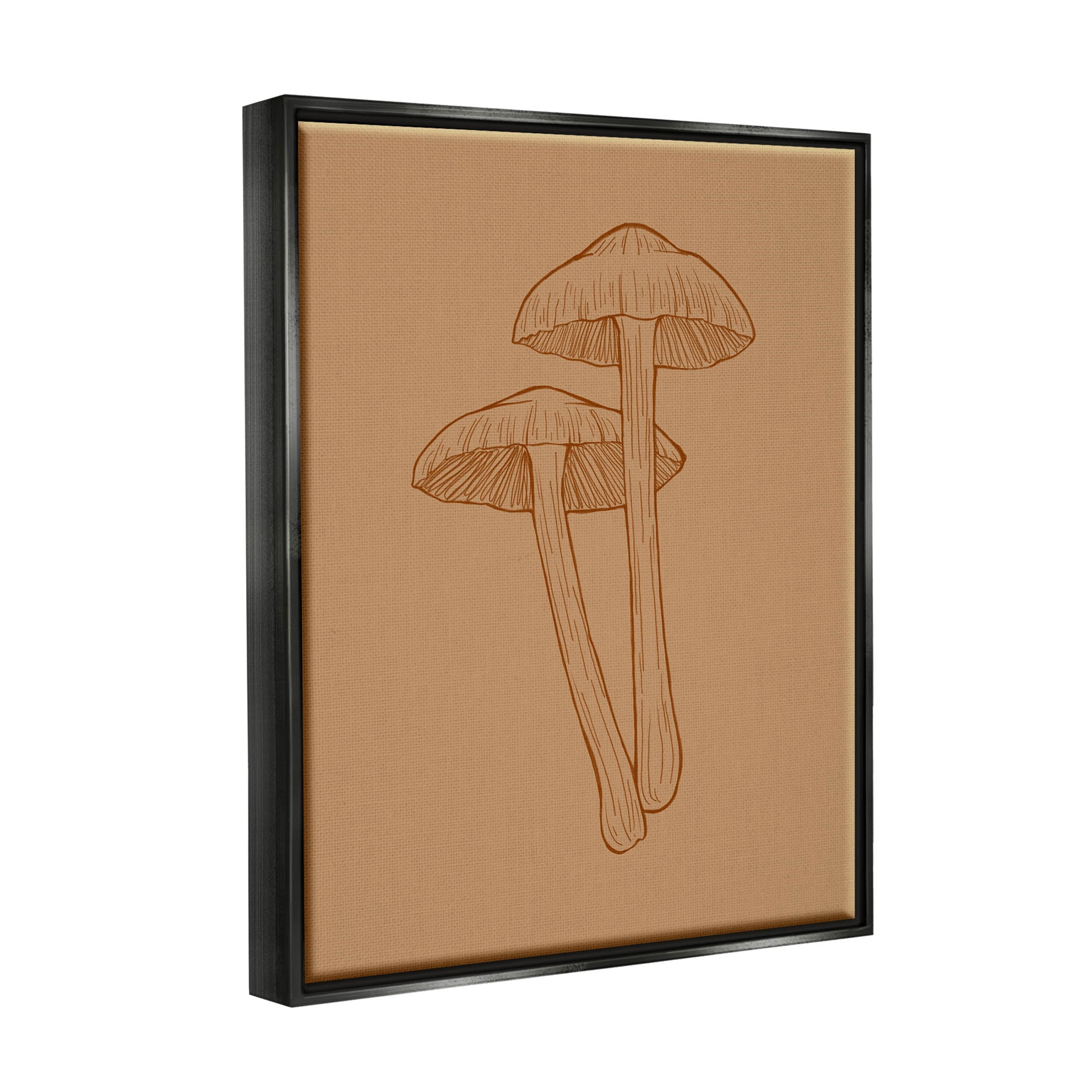 Stupell Industries Cottage Mushroom Wildlife Nature Graphic Art Jet Black Floating Framed Canvas Print Wall Art, Design by Ziwei Li