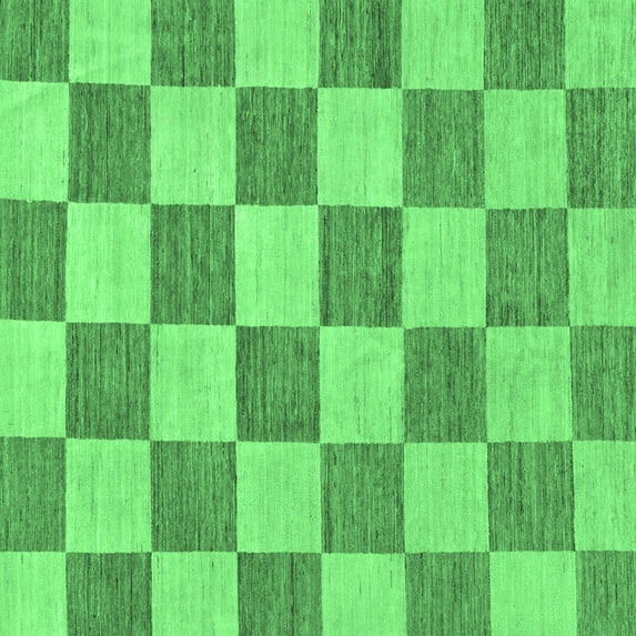 Ahgly Company Indoor Square Checkered Emerald Green Modern Area Rugs, 7' Square