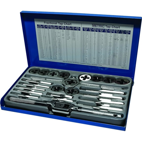 Century Drill & Tool 98904 Fractional Tap and Die Set, 24-Piece, steel