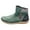 Green, variant on Women's Vintage Wide Toe Wide Mid Calf Combat Boots Boho Ethnic Retro Patchwork Leather Comfort Low Heel Work Walking Ankle Booties Black Size 6.5