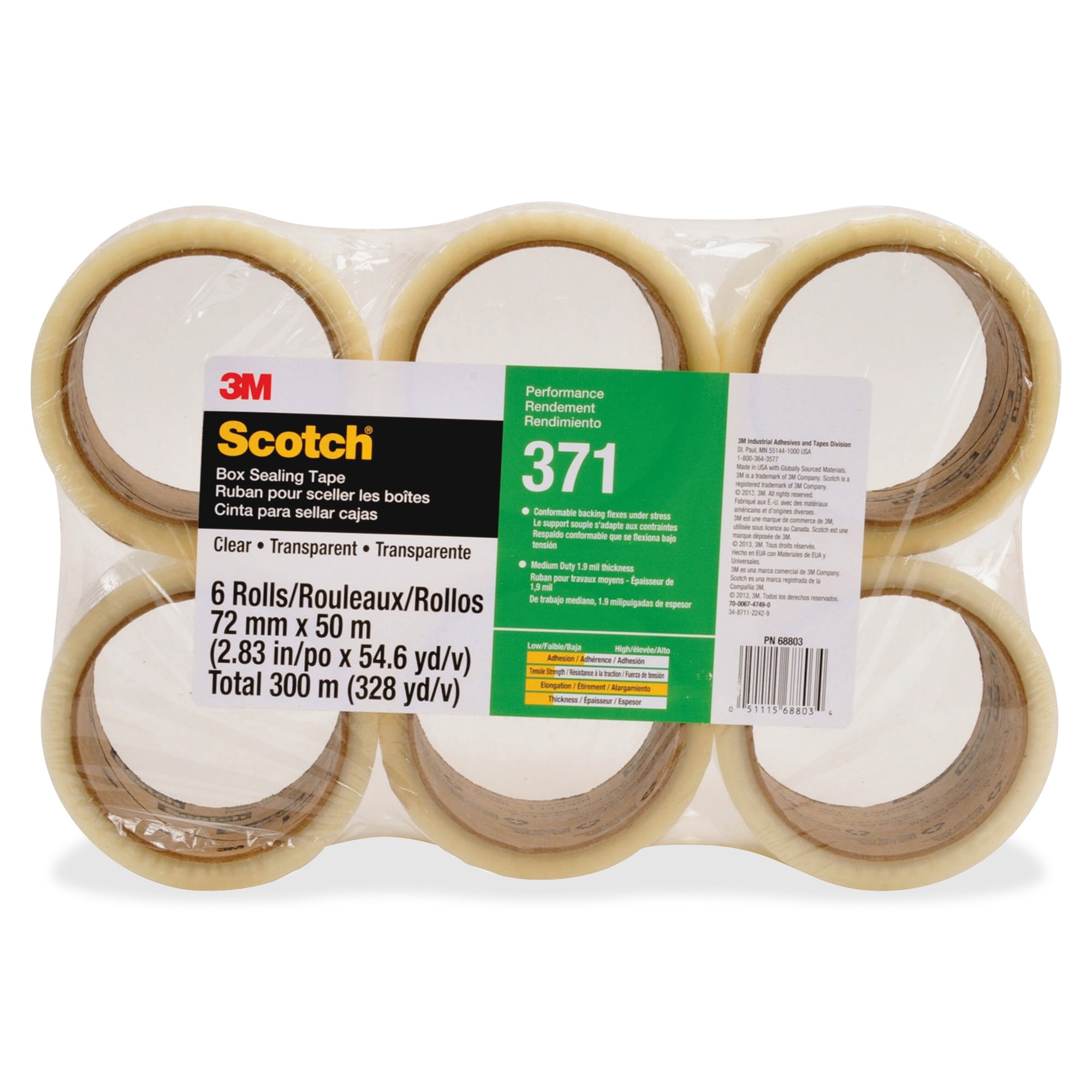 Scotch Box-Sealing Performance Tape 371, Clear, 24 / Carton (Quantity)