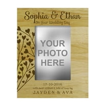 Wedding Day Personalized Picture Frame With Names - 4 x 6 Inches Horizontal Engraved Wood Table Frame Gift