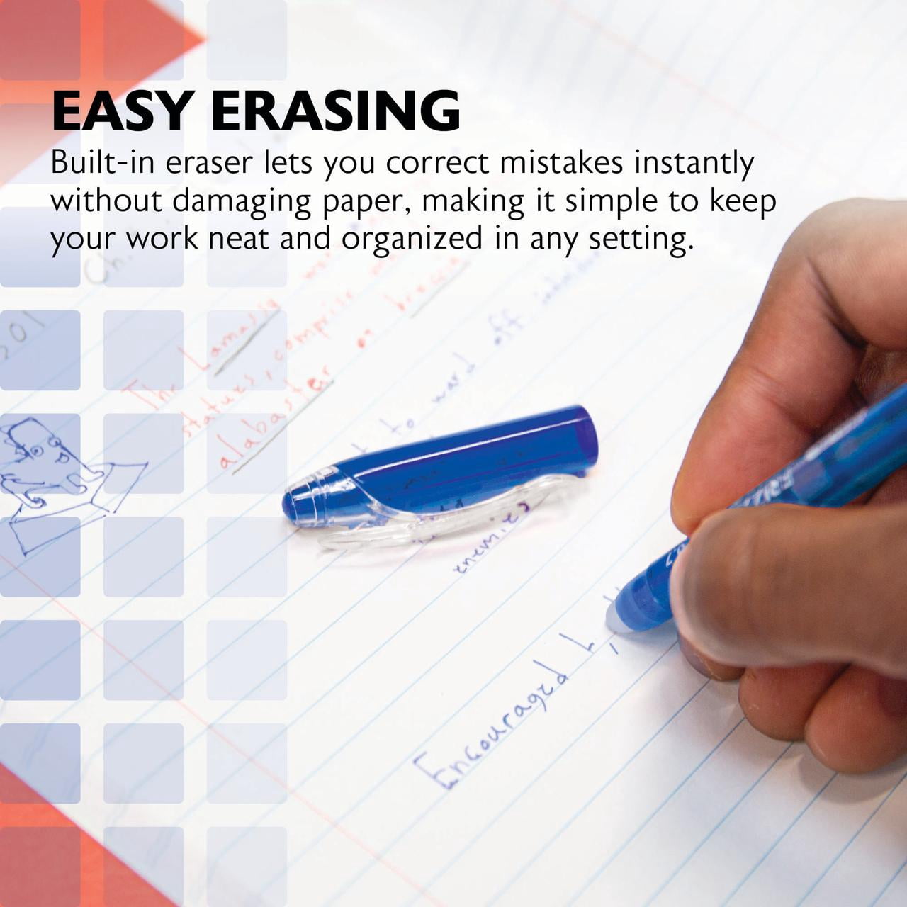 BAZIC Frizz Erasable Gel Pens, 0.7mm Medium Point, Blue Ink, Comfort Grip, 1-Pack