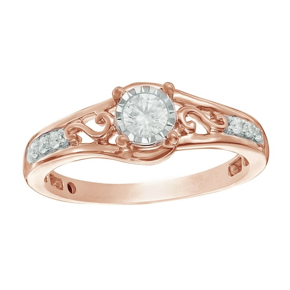 1/4 Cttw White Natural Diamond Promise Ring in 10k Rose Gold