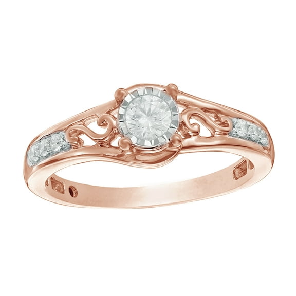 AFFY White Natural Diamond Promise Ring in 10k Rose Gold