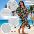 thumbnail image 6 of Xixirimido Día de los Muertos Skeleton Dance Print Kaftan Dresses for Women Plus Size V-Neck Moo Moos Batwing Sleeve Caftan Beach Dress Bathing Suit Cover-Up Loungewear, 6 of 7