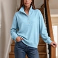 thumbnail image 6 of Sweatshirt for Women Qiggri Women's Waffle Knit Stand Collar Sweatshirt Half Button Long Sleeve Loose Pullover Top With Pockets Lightweight Fall Top XXL, 6 of 6