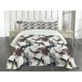 thumbnail image 3 of Ambesonne Watercolor Quilted Bedspread Set 3 Pcs, Lilly with Birds, Queen Size, Multicolor, 3 of 5