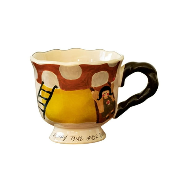 DOLITY Ceramic Coffee Mug Reusable Photo Props Unique Milk Mug for Party Bar Office Mushroom House