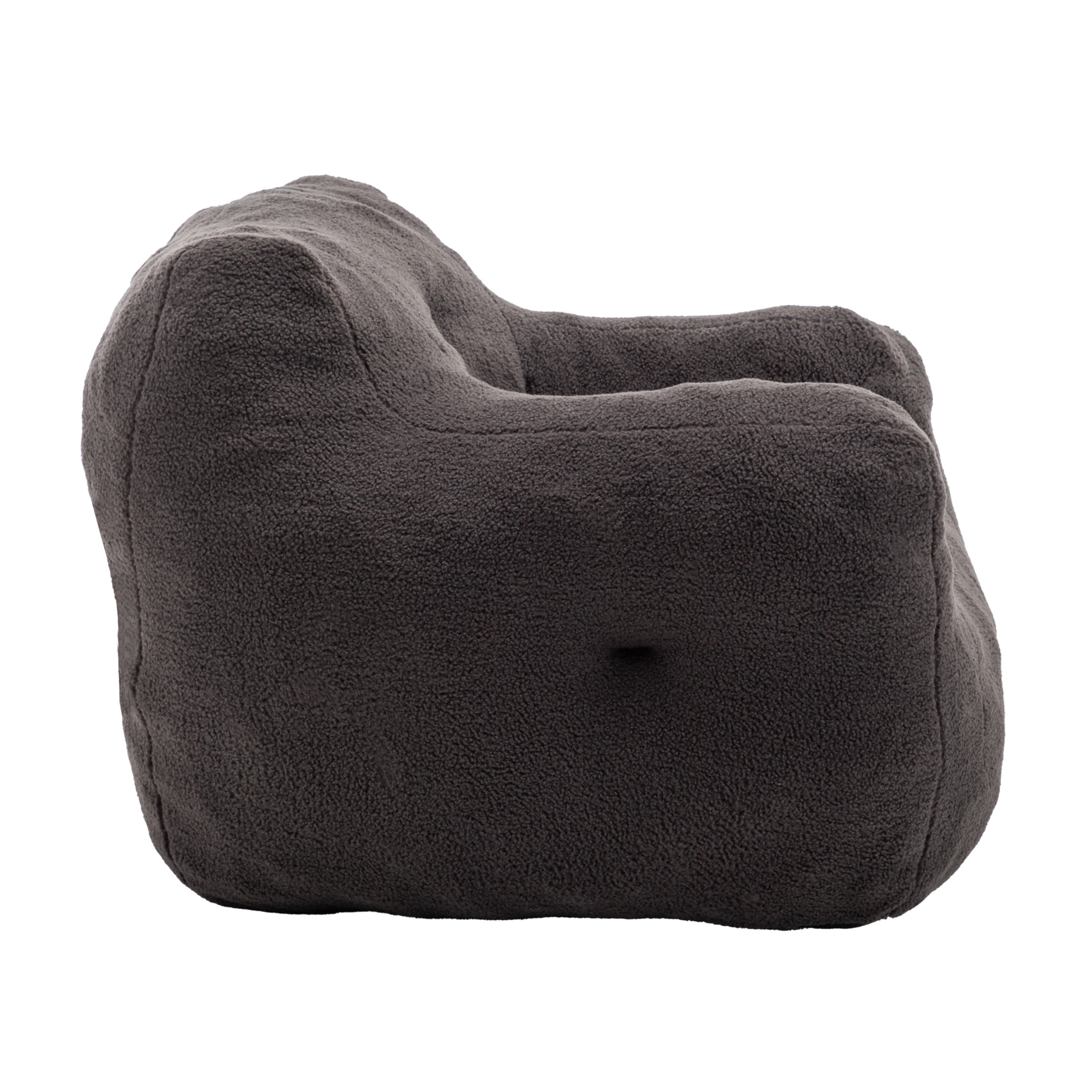 Noble House Nexo Plush Stuffed Memory Foam Bean Bag Sofa, Large Comfy Lounger with Armrest for Living Room, Dark Gray