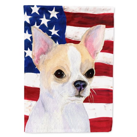 USA American Flag with Chihuahua Flag Canvas House Size
