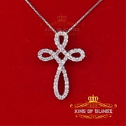 King of Bling's White Charming Necklace 925 Sterling Silver Pendant with 3.41ct Cubic Zirconia