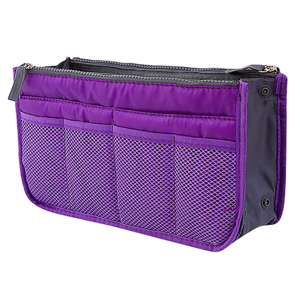 Ladies Travel Handbag Organiser Insert 13 Pocket Travel Bag Liner Pouch with Handle Pink