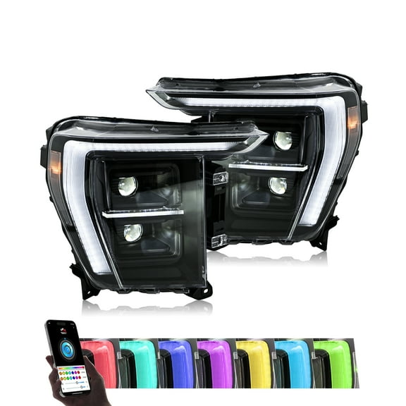 Headlights / Headlamps for 14th gen Ford F150 2021  2022  2023(Your OEM Headlights have to are Halogen)