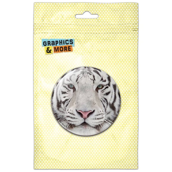 White Bengal Tiger with Blue Eyes Pinback Button Pin Badge
