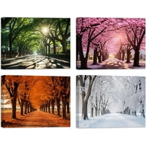 LZIMU 4 Pieces Spring Summer Autumn Winter Picture Prints Nature Scenery Paintings  Home Decor (8.00" x 12.00" x 4PCS)