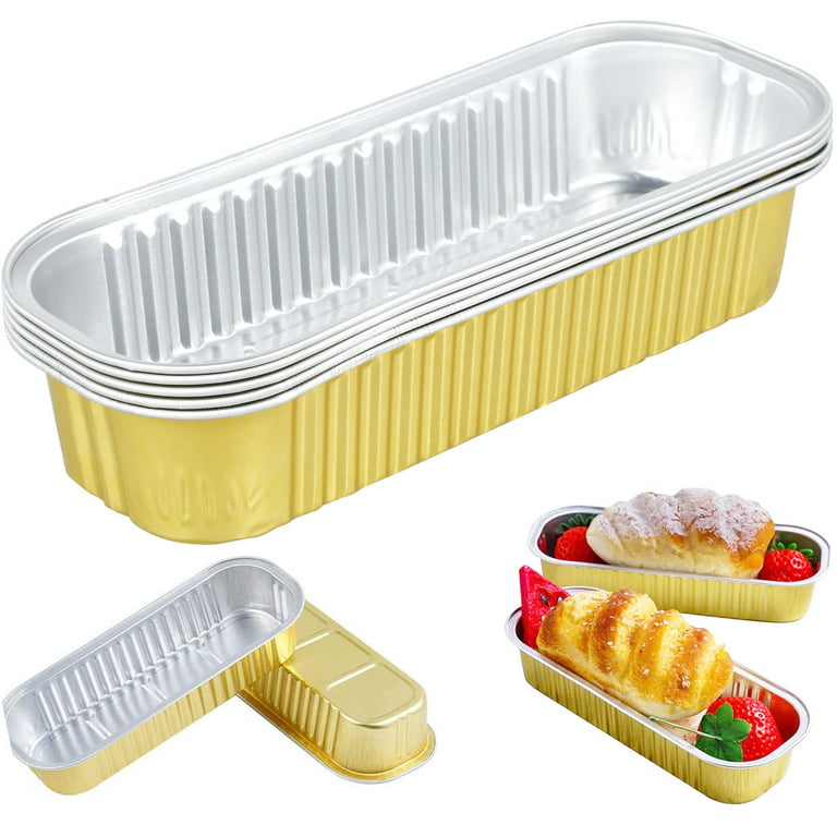 Eummy 5/10pcs Air Fryer Aluminium Foil Pans, Disposable Baking Tins Foil Pans, Rectangle Muffin Tins Mini Brownie Loaf Baking Pans Containers