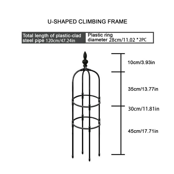 Climbing Frame Garden Obelisk Trellis Set Plant Support Durable 11mm U-shaped Spliced Steel Household Plants Stand Rack