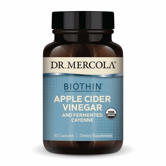 Dr. Mercola Biothin Organic Apple Cider Vinegar & Fermented Cayenne - Metabolic Support - Thermogenic Benefits - Vegan - Non-GMO - 30 Capsules