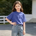 thumbnail image 5 of Acaics Boys Short Sleeve T-Shirt, Kids Oversized Crew Neck Vintage Washed Soft Solid Color Casual Top, Fashion Street Outfit for Summer Daily Wear, 5 of 8