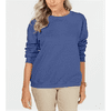 Karen Scott Petite Crewneck Fleece Sweatshirt Blue Size PSM