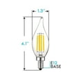 thumbnail image 3 of Luxrite Vintage Candelabra LED Bulb 4000K Cool White 550lm 5W=60W Dimmable Flame Tip Clear Glass E12 Base (6 Pack), 3 of 5