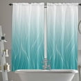 thumbnail image 3 of Teal Blue White Ombre Window Curtains 84 Inch Length, Modern Abstract Art Striped Rod Pocket Window Treatment Kitchen Drapes for Bedroom, Cafe, Living Room, 2 Panels, 52 W x 84 L, 3 of 5