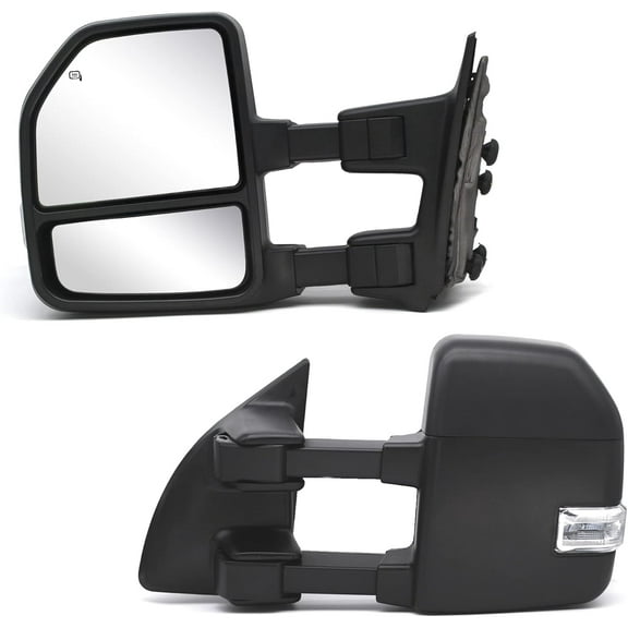 WLLW [Upgrade style] Towing Mirrors fit for 1999-2016 Ford F250 F350 F450 F-550 Super Duty Pickup Truck Manual Adjust Manual Extendable Black Housing Tow Mirrors