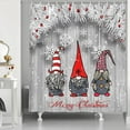 thumbnail image 2 of Winter Snowflake Shower Curtain, Silver Snow with Christmas Gnome on Rustic Grey Wood Plank Bath Curtain, Gray Xmas Balls Tree for Farmhouse Restroom Decor Accessories with Hooks, 36X72in, 2 of 4