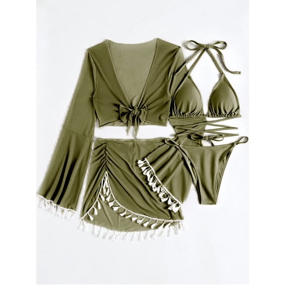 Top-kevin Women's Print Bikini Set Halter Tie Side Swimsuit 2 Piece Bathing Suit