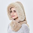 thumbnail image 3 of Women Hat Scarf Warm Fluffy Neck Protection Thicken Pure Color Winter Cap Scarf for Outdoor, 3 of 10