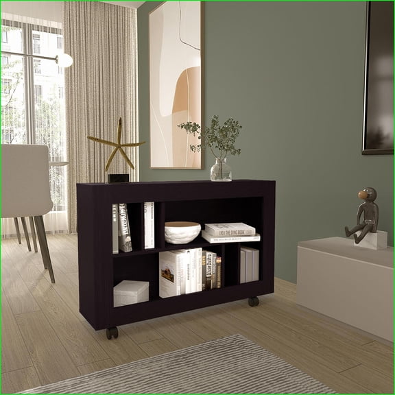 Console Table Cart with 5 Shelves, 4 Casters | Engineered Wood