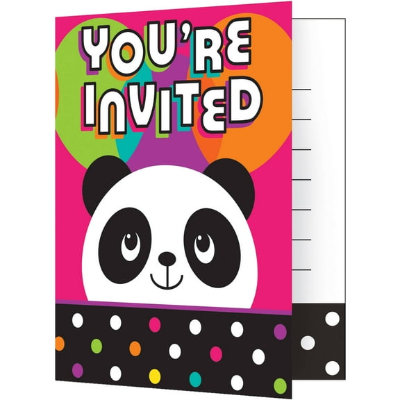 Panda-monium Invitations, 8-Pack