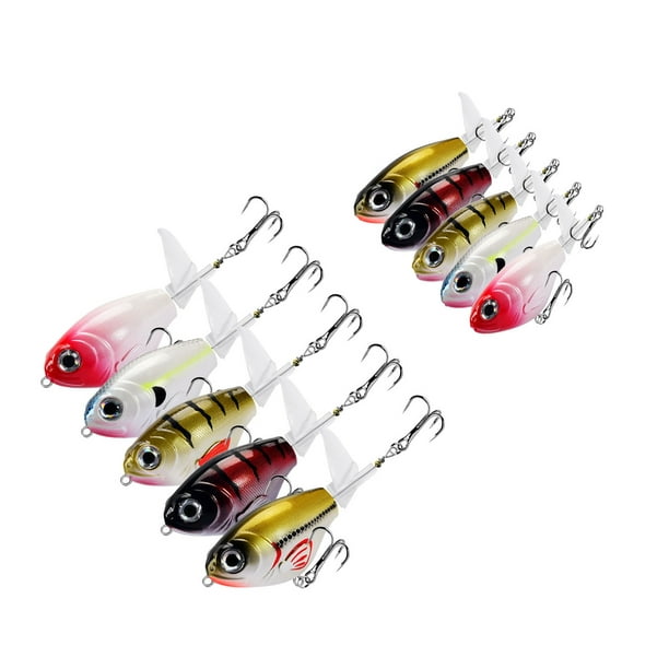 5 Pack Whoppers Plopper Fishing Lures Set With Treble Hooks Artificial  Surface Hard Lure Baits For Freshwater Saltwater 