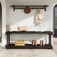 thumbnail image 4 of Finmind Solid Wood Entryway Bench with Storage Shelf, 63" Industrial Shoe Bench with Thickened Metal Tubing, Black (Easy Assembly), 4 of 8