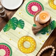 thumbnail image 3 of Summer Swimming Rings Table Runner 70 Inches, Floral Plumeria Yellow Wooden Bed Runner Dresser Scarves Tabletop for Indoor Outdoor Parties/Ceremony/Banquet, 13" x 70", 3 of 9