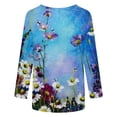 thumbnail image 5 of Moda mujer cuello redondo tres cuartos 3/4 manga camiseta otoño estampado blusa Tops sudadera Fridja FKASFK3031, 5 of 5