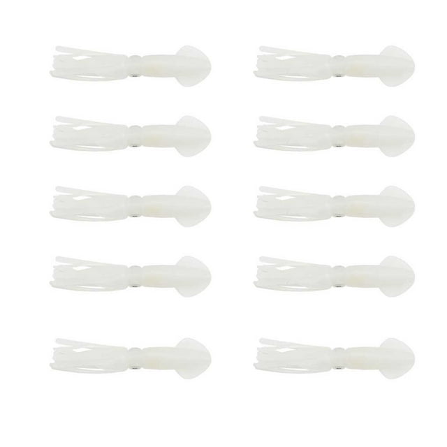 Sonducket 10 Uds. De señuelos de calamar para pescar, cebo de pulpo suave, aparejos de tentáculos de colores vivos y luminosos, anzuelos, simulación de Pescar Luz de noche blanca Sonducket OD030316-01