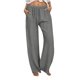 thumbnail image 1 of Pantalones informales de mujer de mezcla de lino liso con bolsillos: ligeros, corte holgado, para la playa/el día a día, tallas S-XXXL, cintura 72-92 cm., 1 of 5