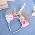 thumbnail image 4 of Diademas de flores de malla con diadema de unicornio de 1 pieza para niñas, 4 of 5