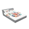 thumbnail image 2 of Ambesonne Animal Fitted Sheet & Pillow Sham Set, Abstract Wild Birds Owl, Queen, Multicolor, 2 of 2